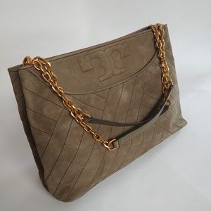 SOLD-Tory Burch Alexa Tote - Suede Olive